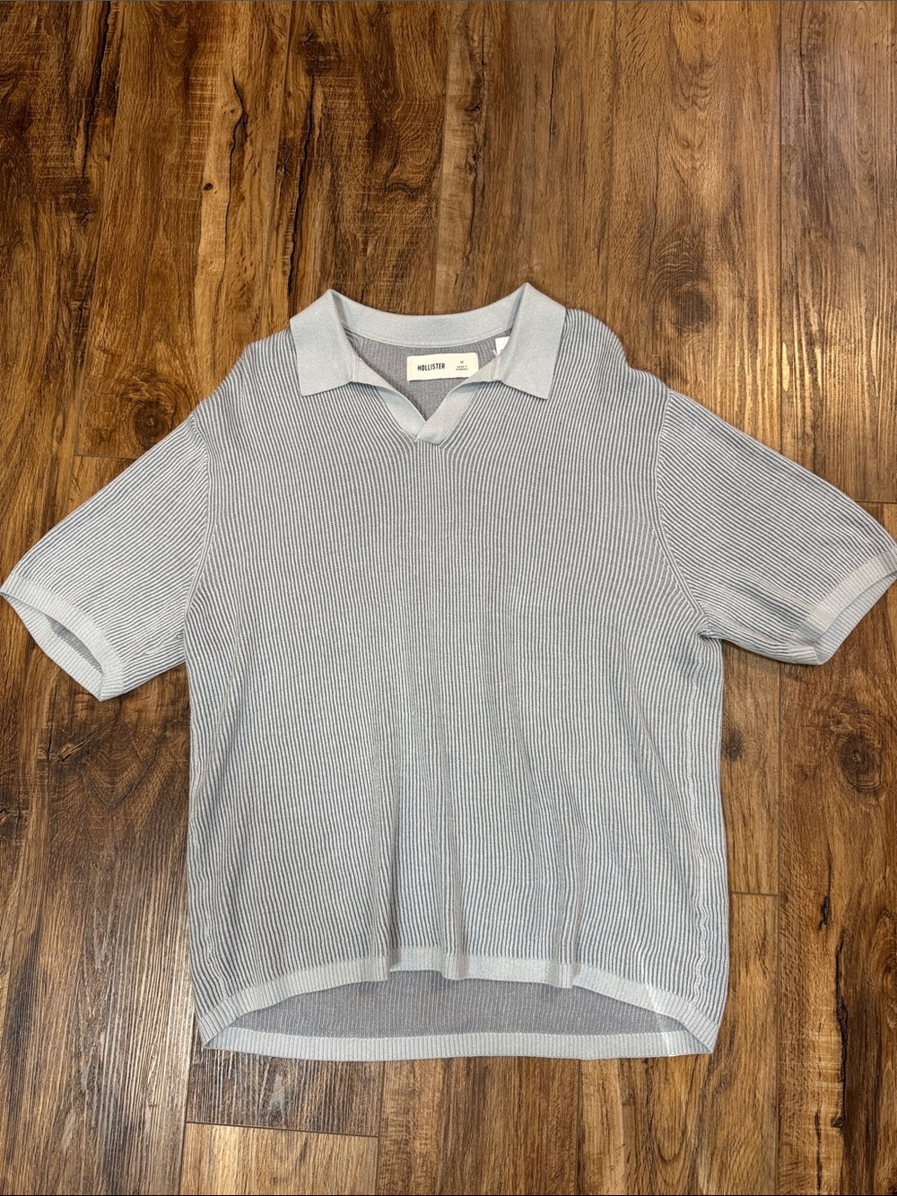Hollister Light Blue Knit Short-Sleeve Polo